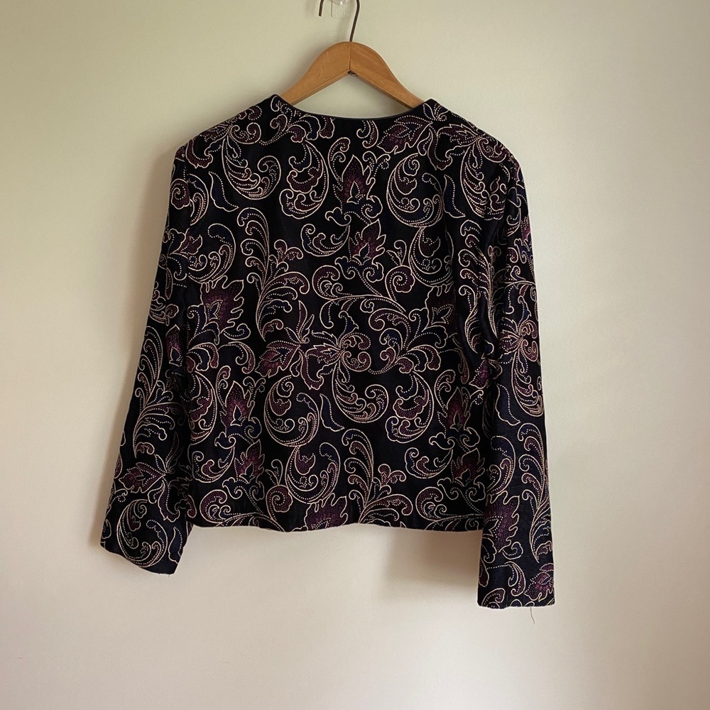 Trimmings | Vintage Velvet Bedazzled Button Blazer w/ Shoulder Pads - Picture 4 of 7